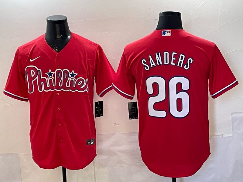 Men 2026 Nike Philadelphia Phillies #26 Sanders Red Game MLB Jersey 01